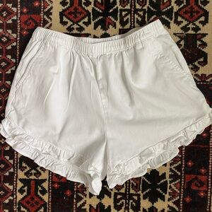 Crewcuts White Ruffle Hem High Waist Shorts